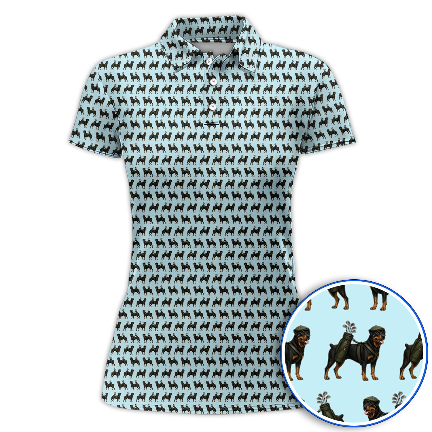 Rottweiler Golf Shirt, Rottweiler Dog Golf Pattern Polos, Crazy Golf Gift For Golfer