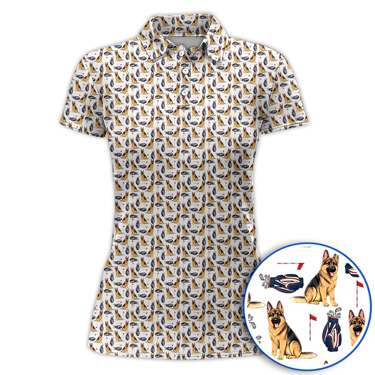 German Shepherd Golf Shirt, Funny German Pattern Golf Polos, Golf Gift For Golfers