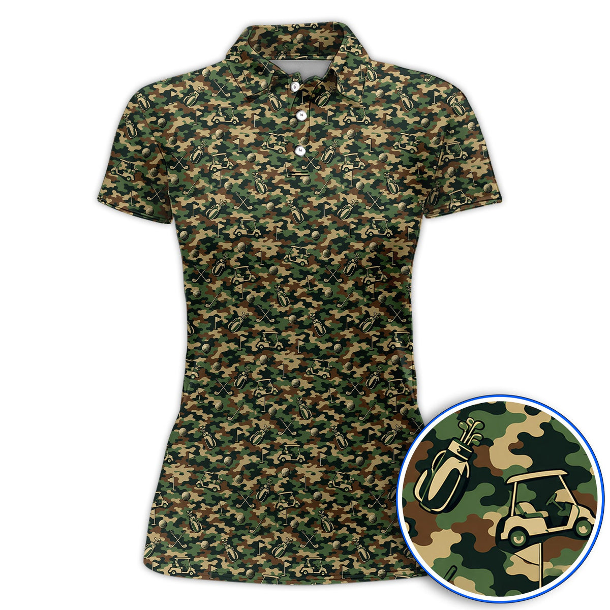 Veteran Golf Polos, Camo Pattern Golf Shirt, Crazy Golf Gift For Golfers