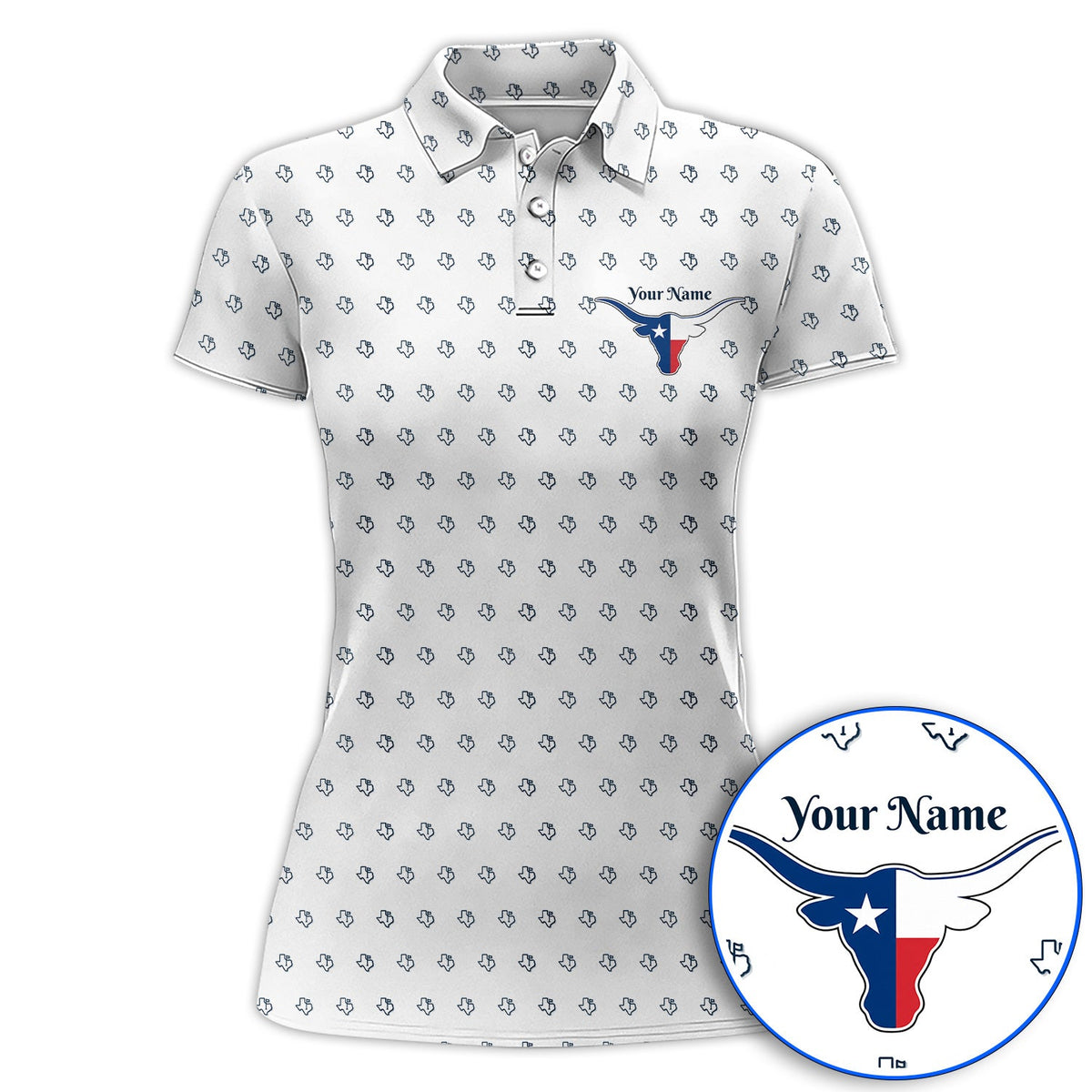Personalized Texas Longhorn Golf Polos, Texas Pattern Golf Shirt, Unique Texas Golf Gift For Golfer