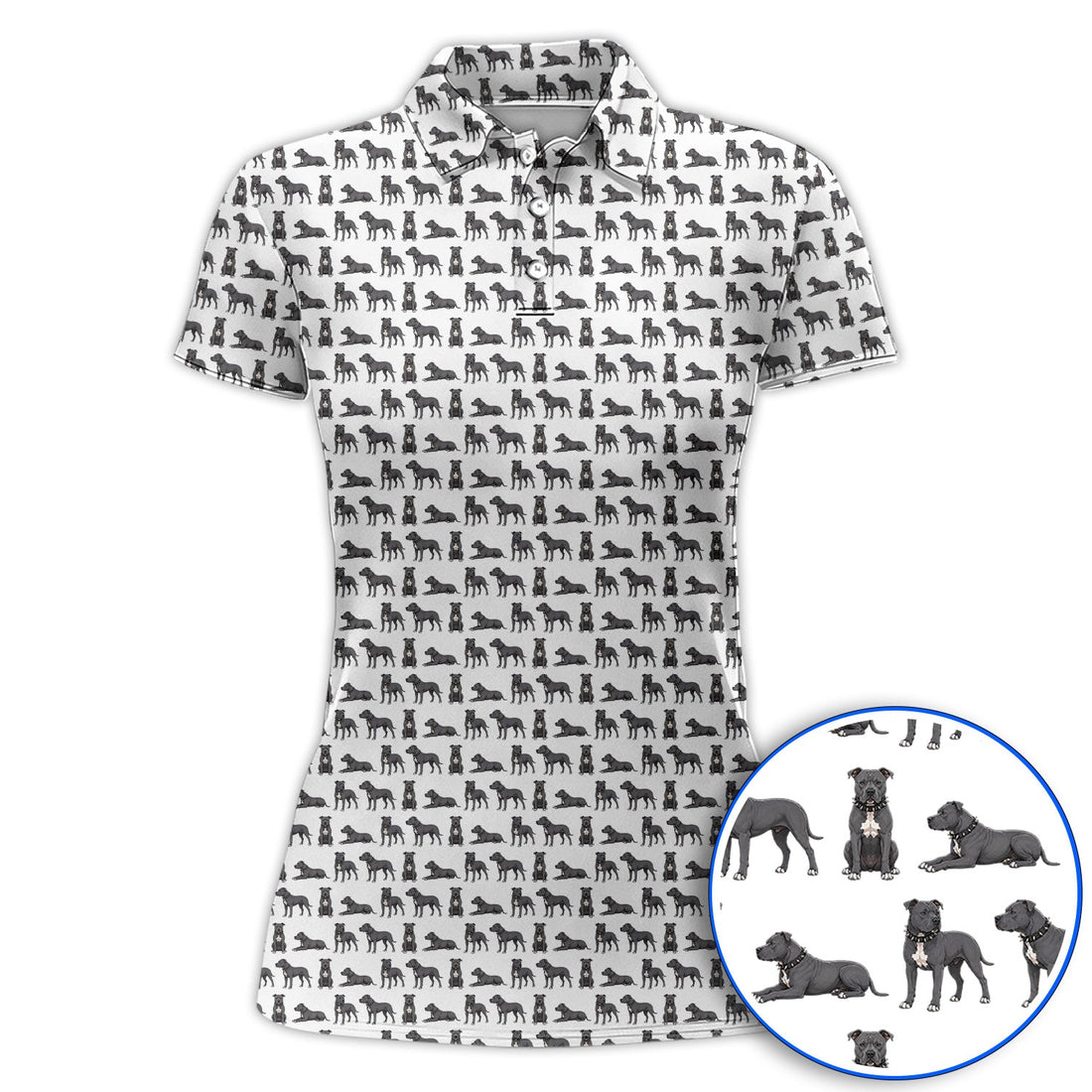 Pit Bull Golf Polos, Pit Bull Pattern Golf Shirt for Dog Lovers, Golf Gift For Golfer