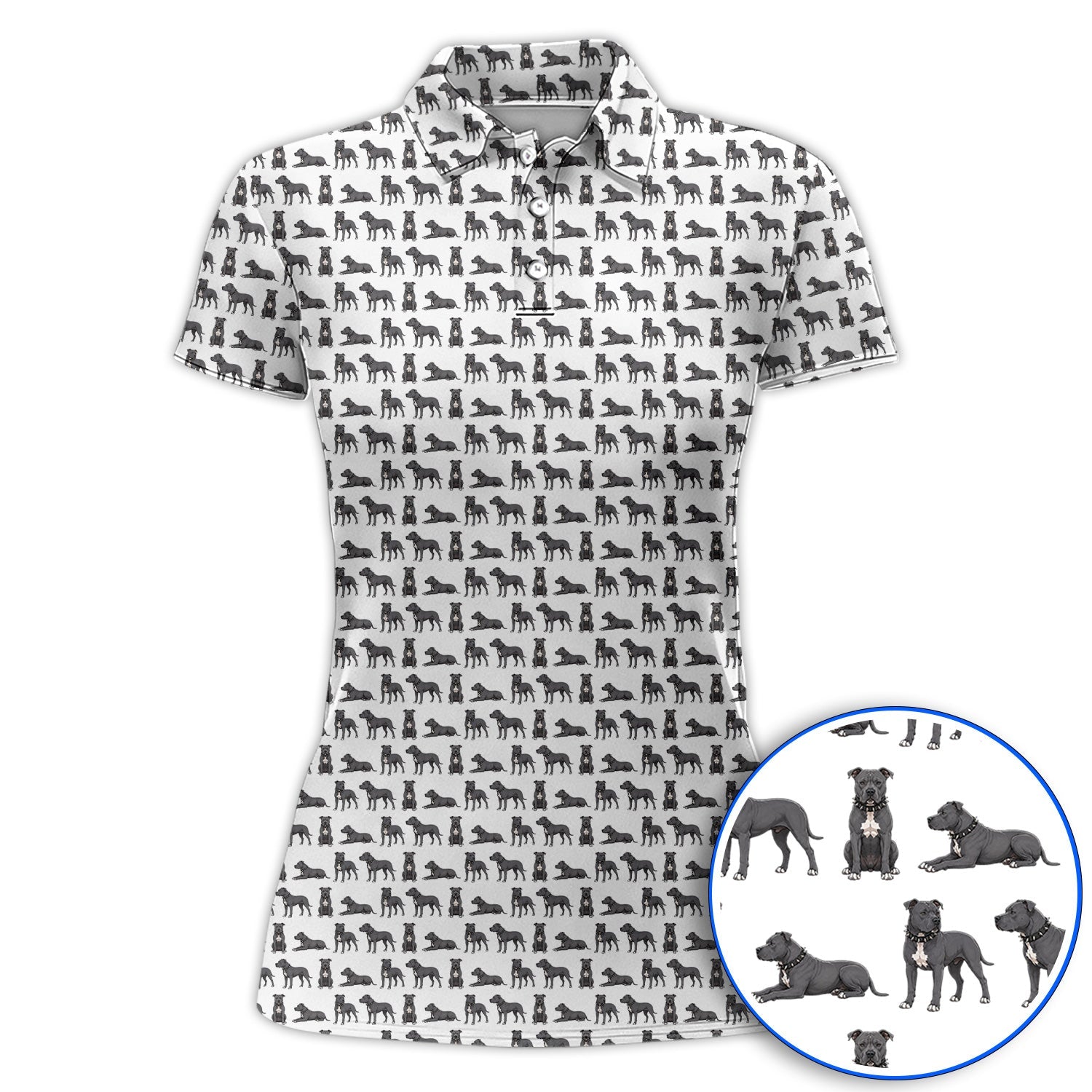 Pit Bull Golf Polos, Pit Bull Pattern Golf Shirt for Dog Lovers, Golf Gift For Golfer