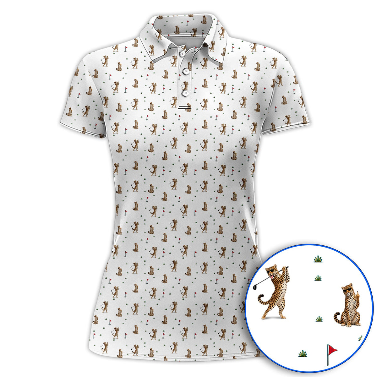 Leopard Golf Polos, Funny Leopard Golf Pattern Shirt, Golf Gift For Golfers