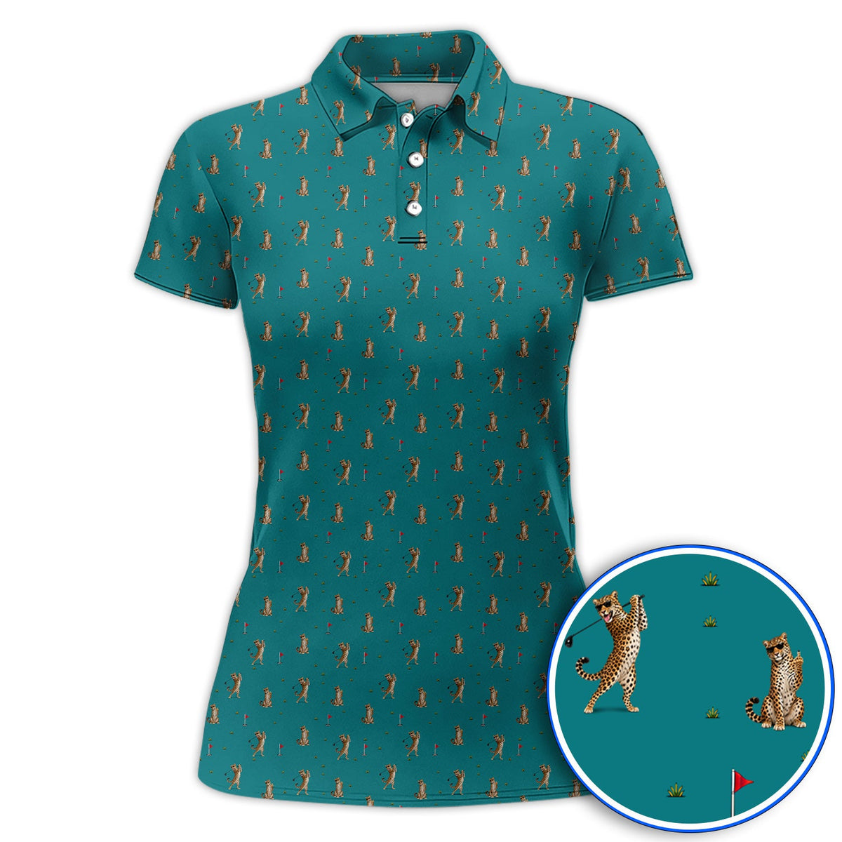 Leopard Golf Polos, Funny Leopard Golf Pattern Shirt, Golf Gift For Golfers