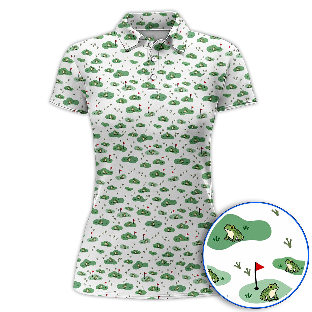 Cute Frog Golf Shirt, Crazy Frog Golf Pattern Polos, Golf Gift For Golfer
