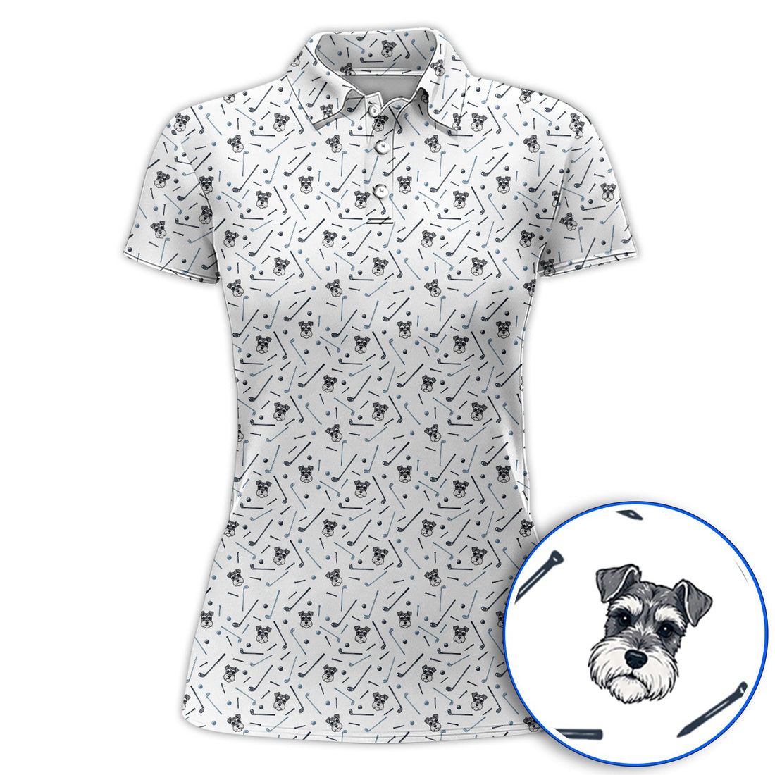Crazy Miniature Schnauzer Pattern Golf Polos, Mini Schnauzer Golf Shirt, Dog Lover Golf Gift