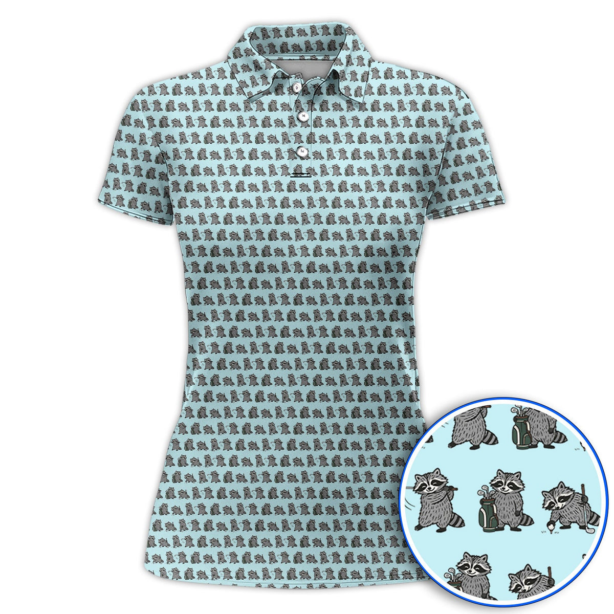 Funny Raccoon Golf Shirt, Cute Raccoon Golf Pattern Polos, Golf Gift for Golf Lovers