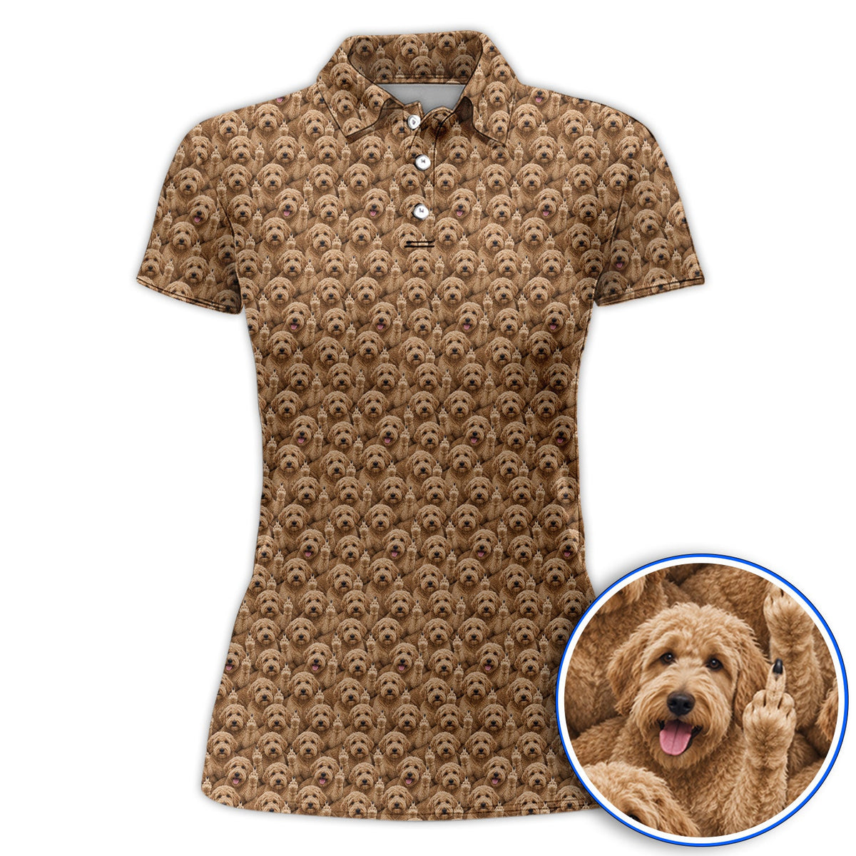 Goldendoodle Golf Polos, Funny Dog Pattern Golf Shirt, Golf Gift For Golfers