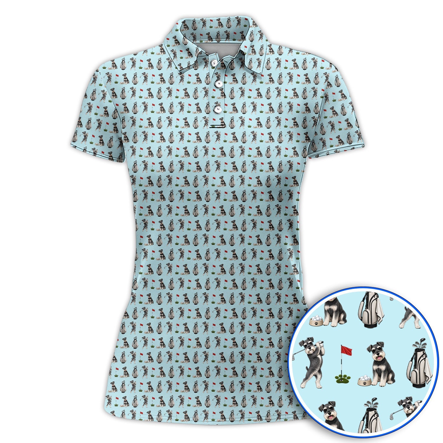 Funny Miniature Schnauzer Golf Shirt, Schnauzer Pattern Golf Polos, Gift For Golf Lovers
