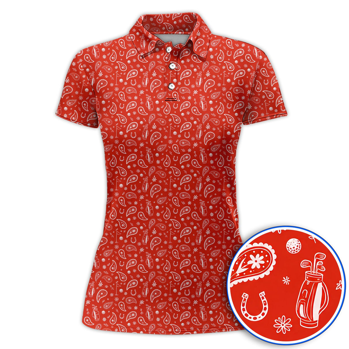 Cowgirl Paisley Pattern Golf Polos, Pink Western Golf Shirt, Cute Paisley Golf Gift For Golfers