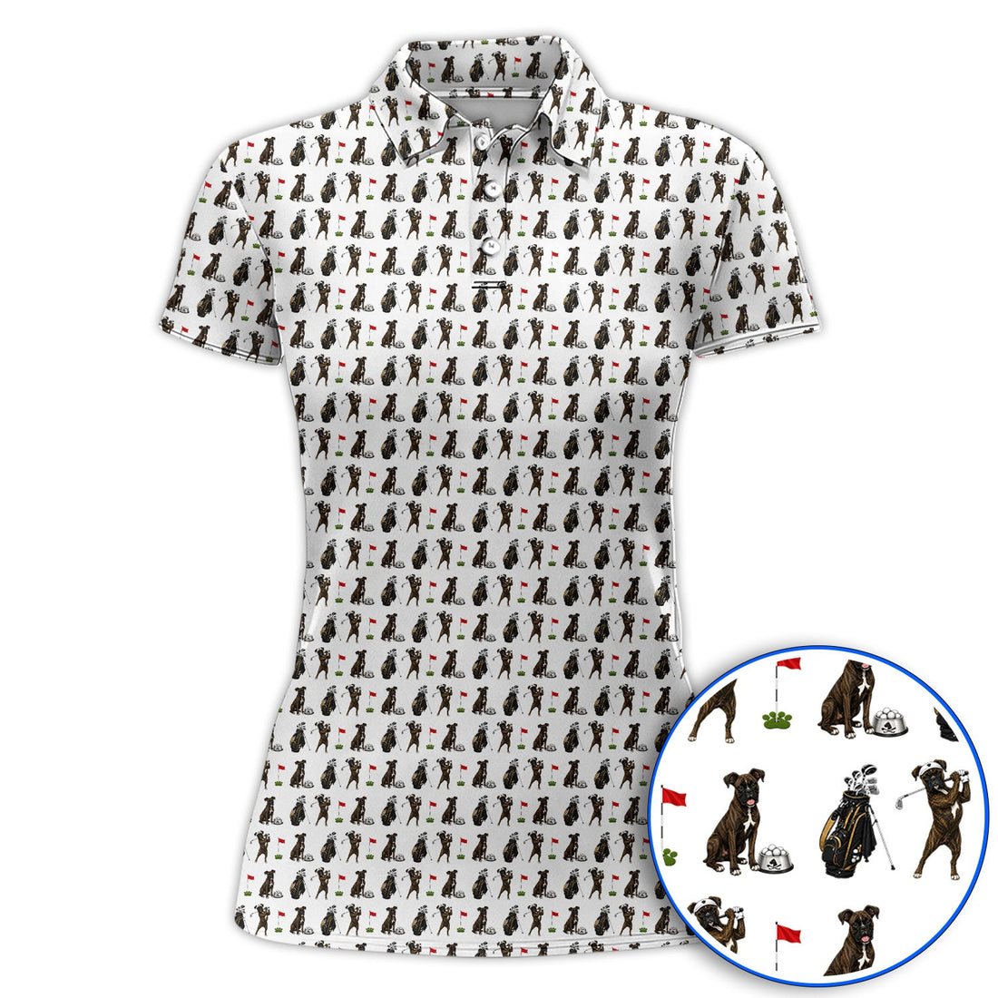 Brindle Boxer Dog Golf Polos, Funny Pattern Golf Shirt, Golf Dad Gift