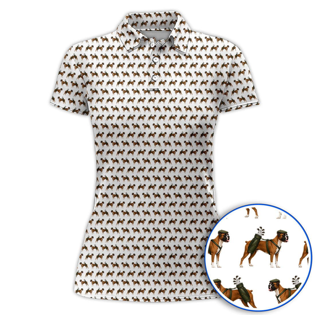 Boxer Dog Golf Polos, Boxer Pattern Golf Shirt for Golfer, Golf Gift For Dog Owners