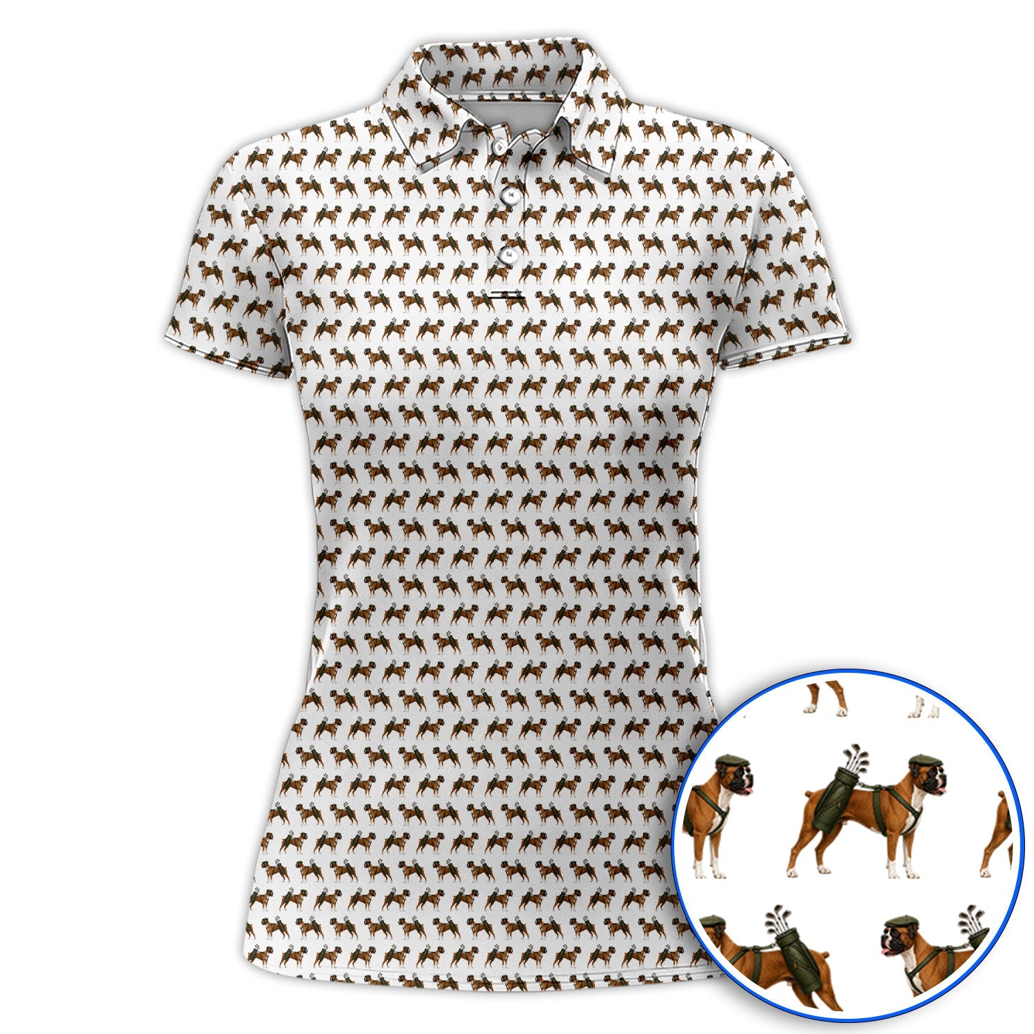 Boxer Dog Golf Polos, Boxer Pattern Golf Shirt for Golfer, Golf Gift For Dog Owners