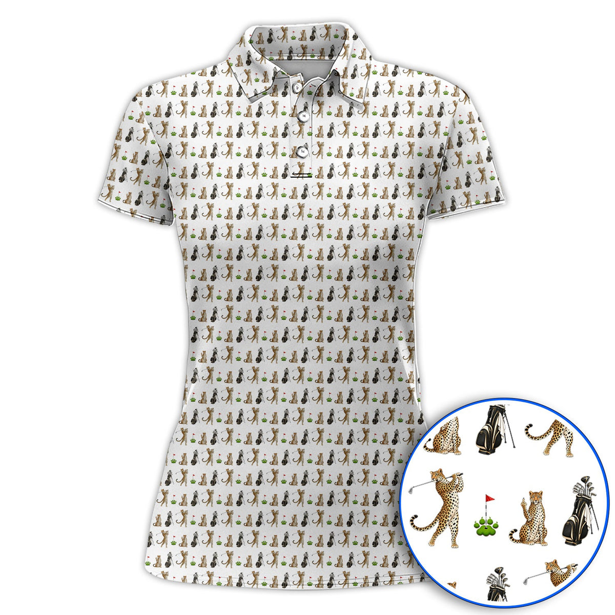 Leopard Pattern Golf Polos, Funny Pattern Golf Shirt, Golf Gift For Golfers