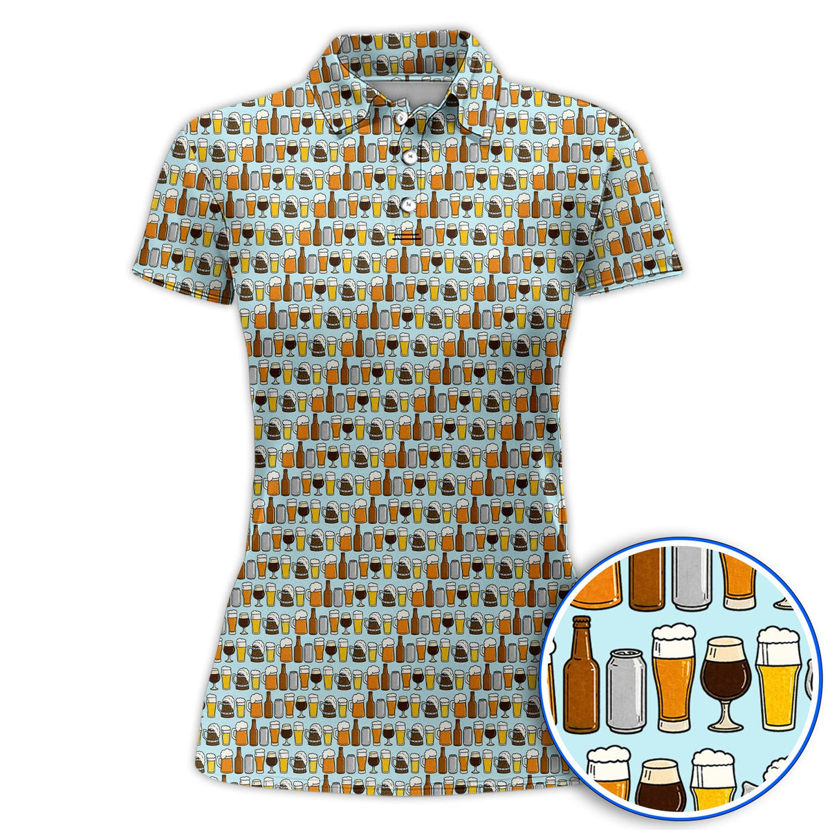 Beer Pattern Golf Polos, Funny Beer Lover Golf Shirt, Golf Gift For Beer Lovers