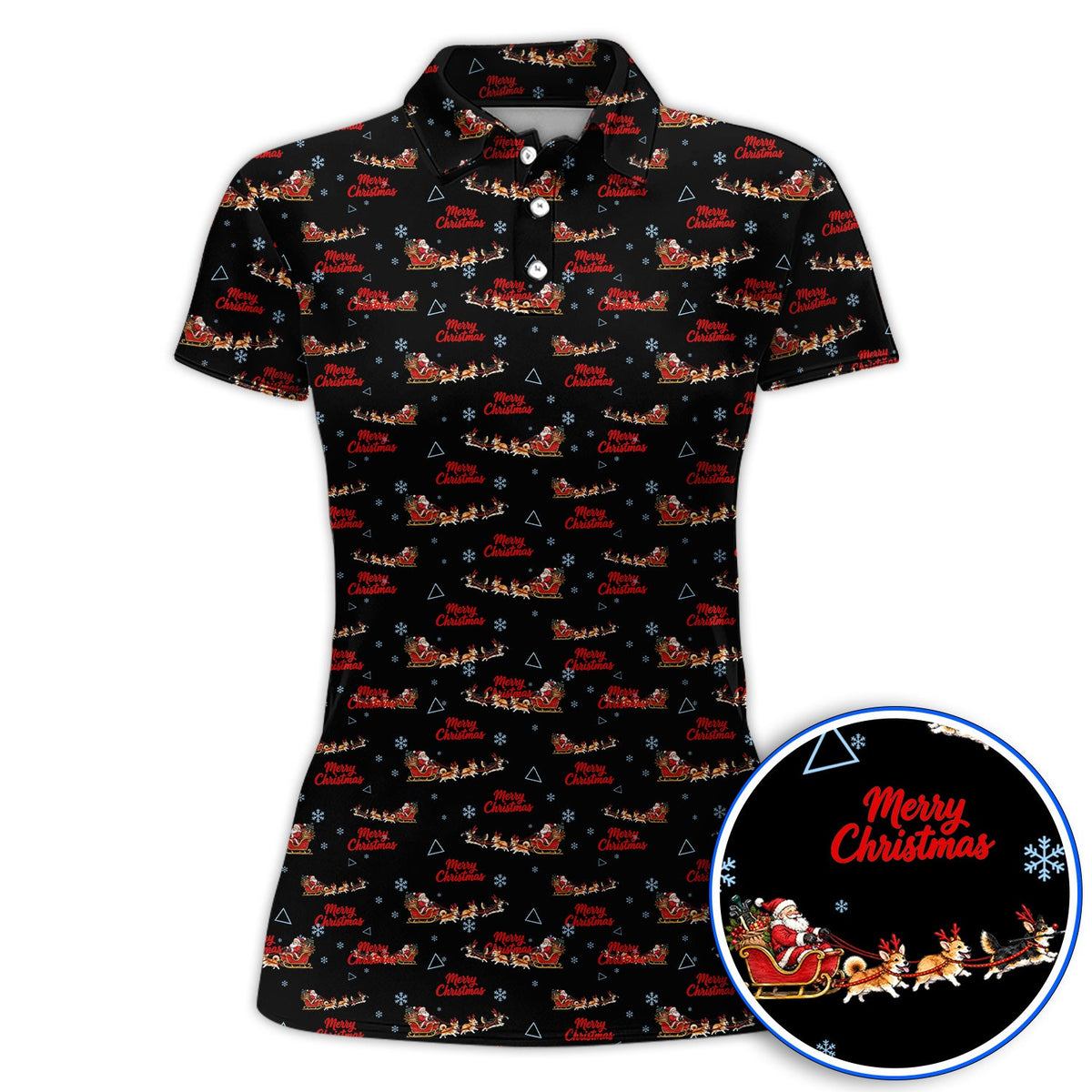 Corgi Christmas Pattern Golf Shirt, Funny Corgi Golf Polos, Xmas Golf Gift For Golfers