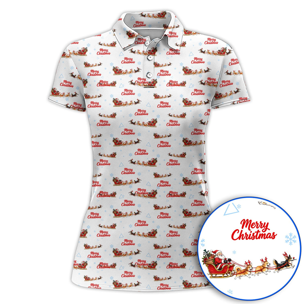 Corgi Christmas Pattern Golf Shirt, Funny Corgi Golf Polos, Xmas Golf Gift For Golfers