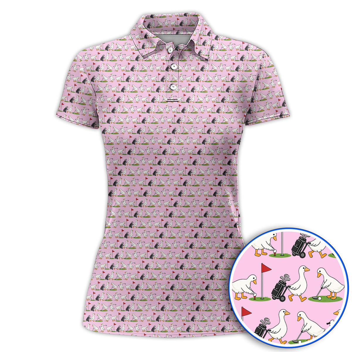 Cute Goose Golf Pattern Polos, Goose Golf Shirt, Crazy Golf Gift for Golfers