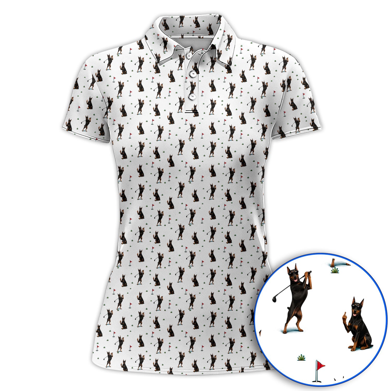 Doberman Golf Polos, Doberman Pattern Golf Shirt, Crazy Golf Gift For Men