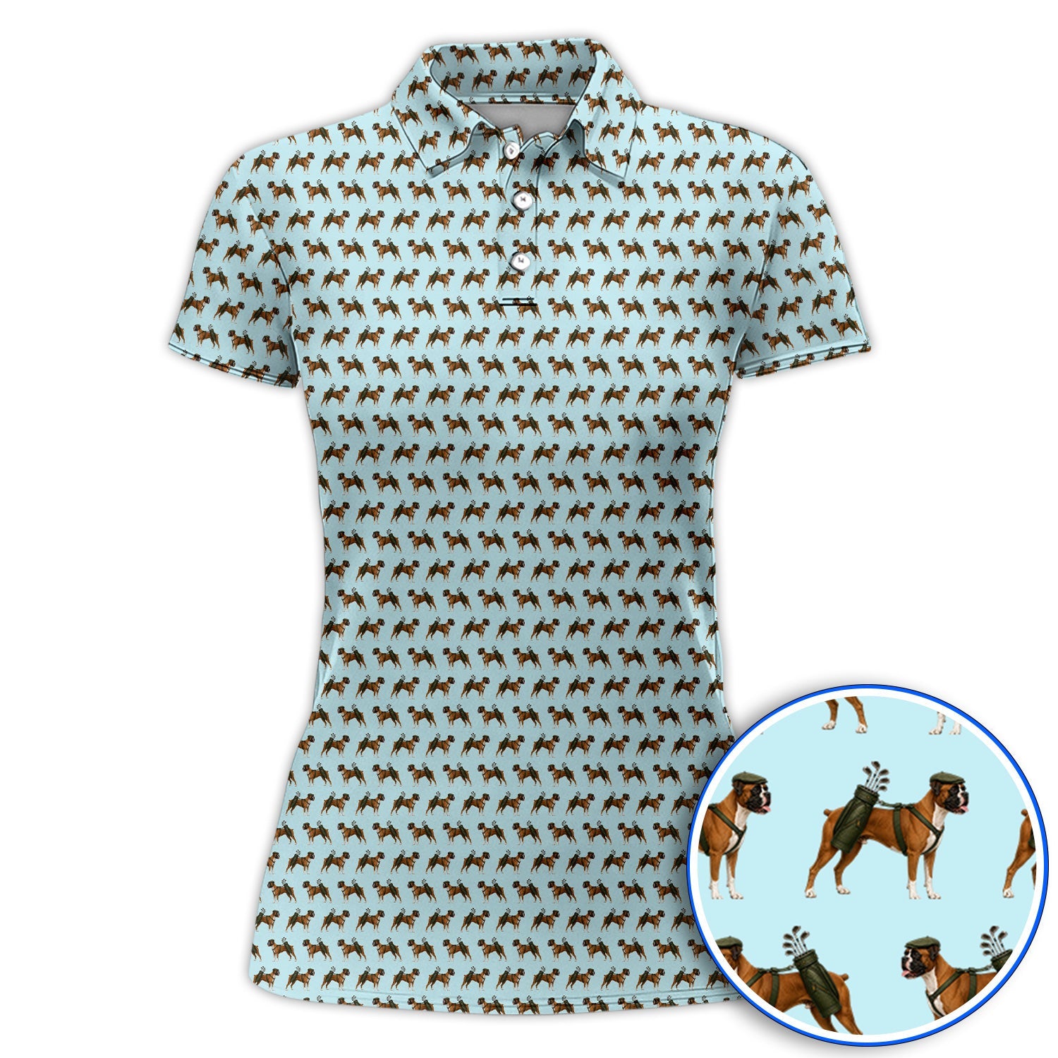 Boxer Dog Golf Polos, Boxer Pattern Golf Shirt for Golfer, Golf Gift For Dog Owners