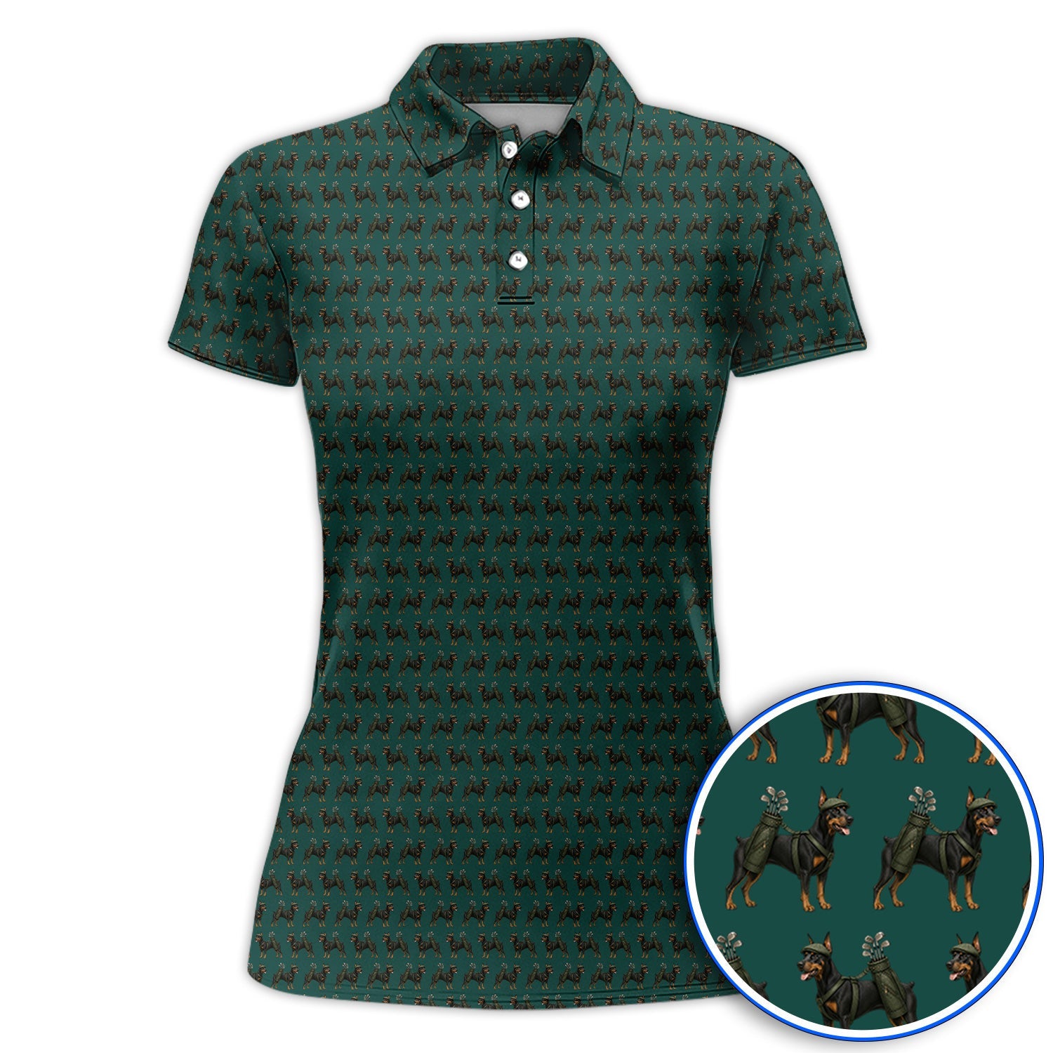 Doberman Golf Polos, Crazy Doberman Pattern Golf Shirt, Dog Lover Golf Gift