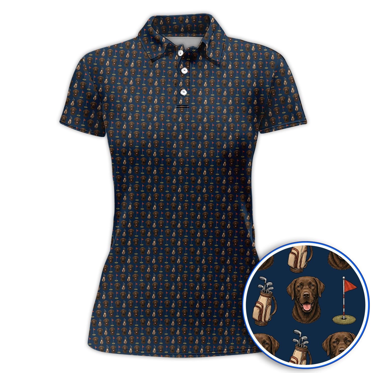 Chocolate Labrador Retriever Golf Shirt, Funny Chocolate Lab Pattern Golf Polos, Dog Lover Golf Shirt