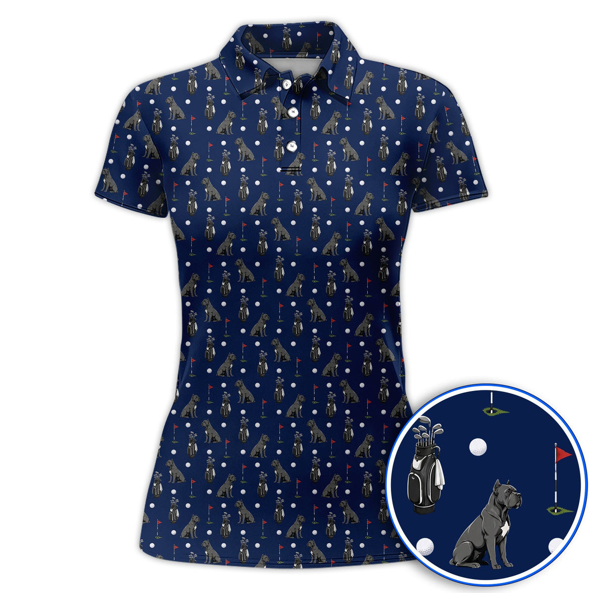 Funny Cane Corso Pattern Golf Shirt, Black Cane Corso Golf Polos for Dog Lovers, Golf Gift for Golfers