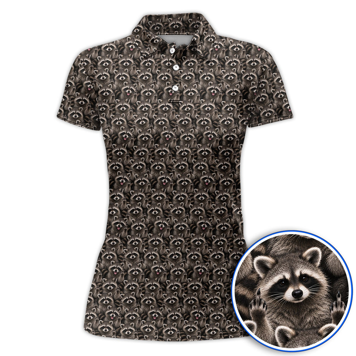 Raccoon Golf Pattern Polos, Crazy Raccoon Golf Shirt, Golf Gift for Golfer