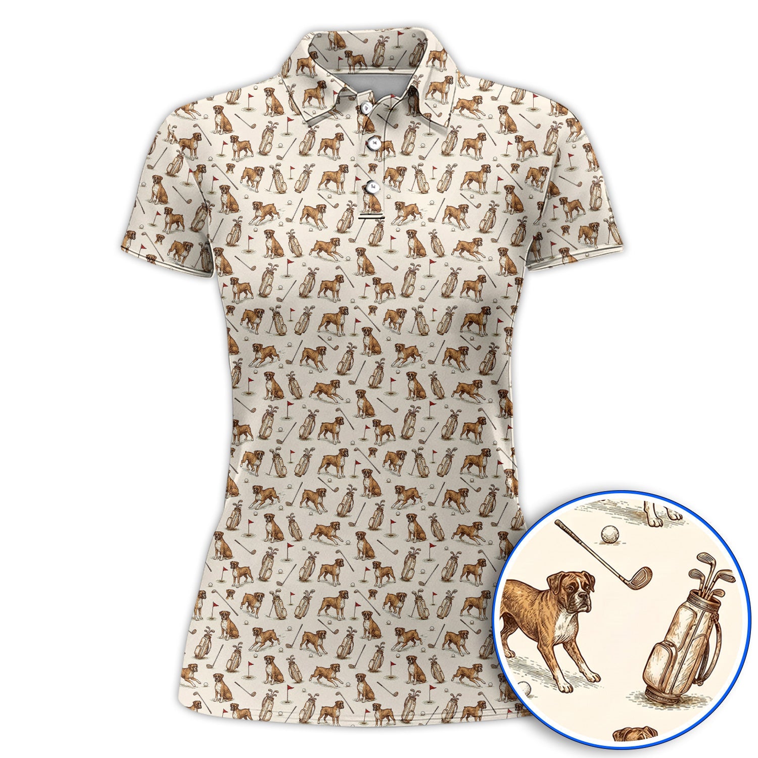 Boxer Autumn Golf Polos, Boxer Pattern Golf Shirt for Dog Lovers, Crazy Golf Gift for Golfers