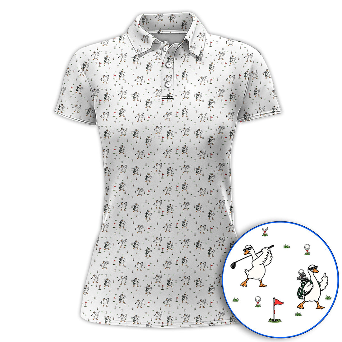Crazy Goose Golf Shirt, Goose Golf Pattern Polos, Unique Golf Gift for Golfers