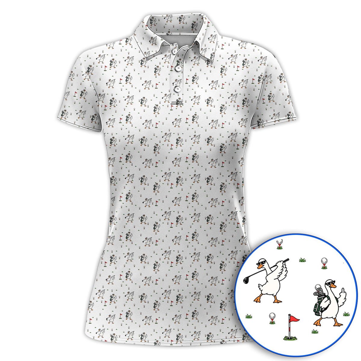 Crazy Goose Golf Shirt, Goose Golf Pattern Polos, Unique Golf Gift for Golfers