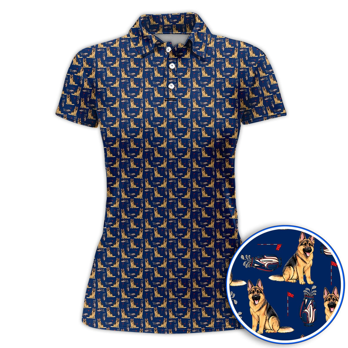 German Shepherd Golf Shirt, Funny German Pattern Golf Polos, Golf Gift For Golfers