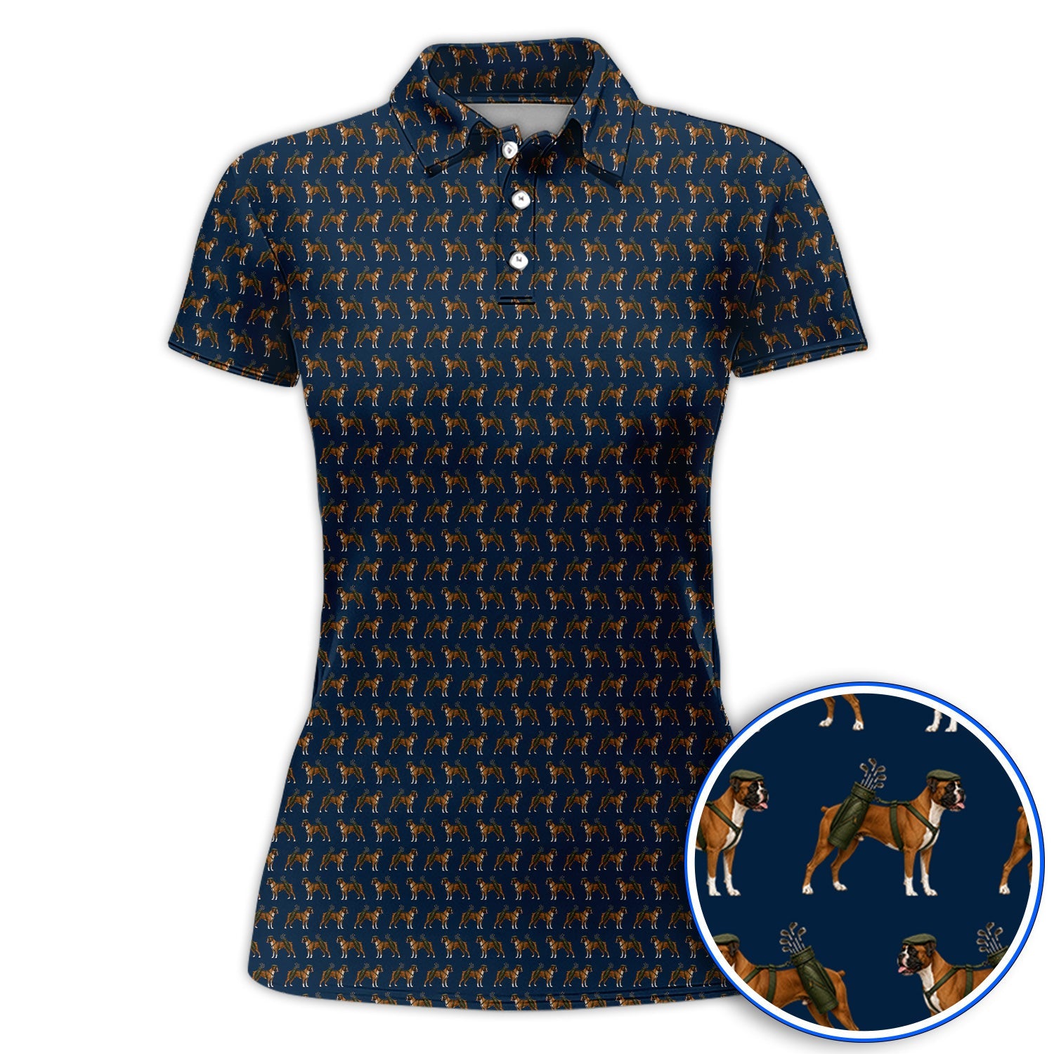 Boxer Dog Golf Polos, Boxer Pattern Golf Shirt for Golfer, Golf Gift For Dog Owners