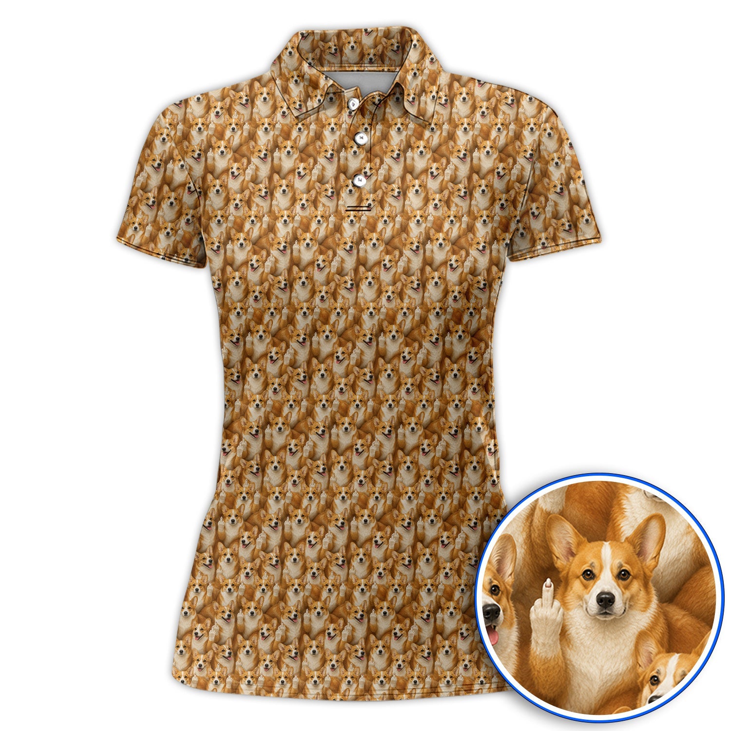 Crazy Corgi Golf Polos, Corgi Pattern Golf Shirt, Golf Gift For Golfer