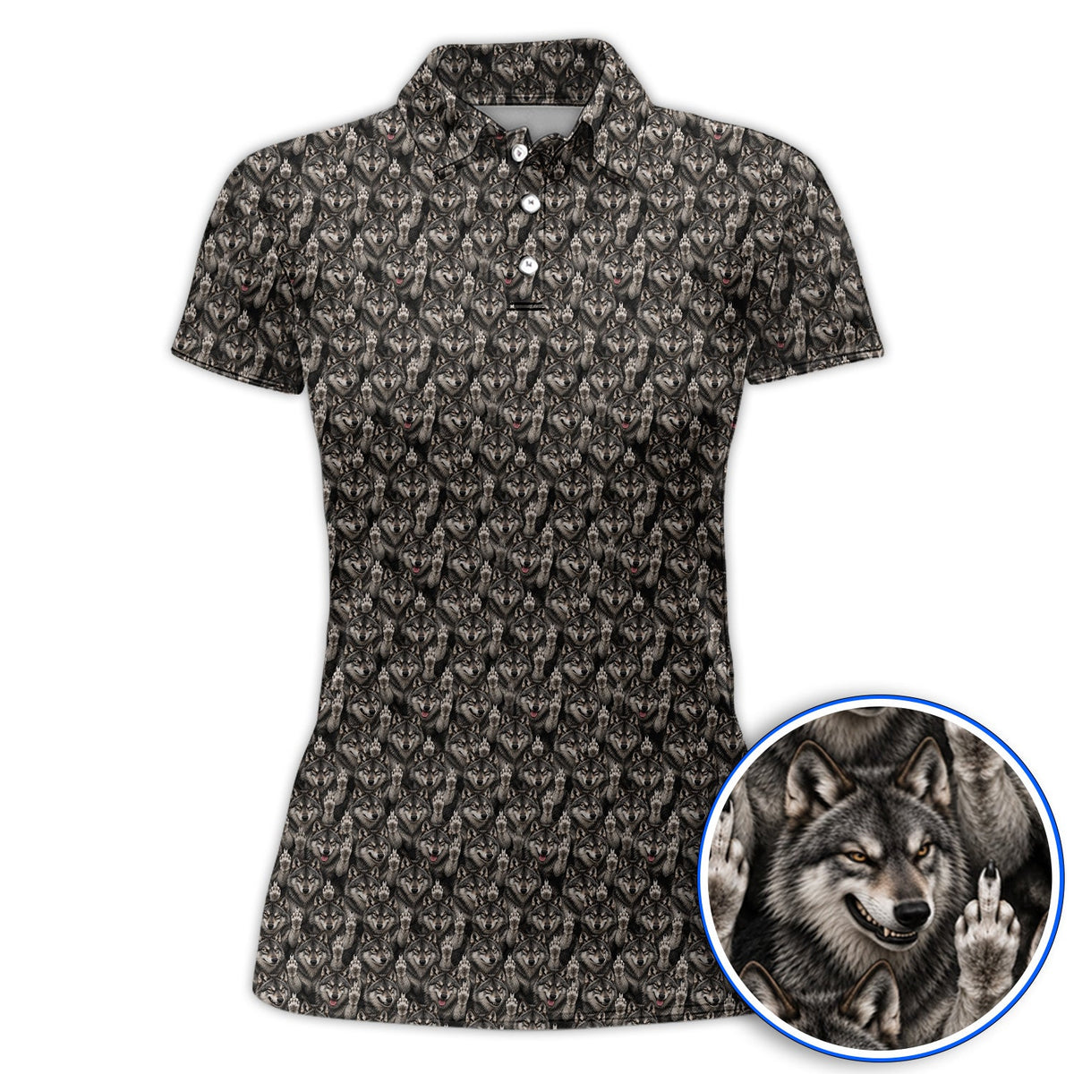 Crazy Wolf Golf Polos, Wolf Golf Pattern Shirt, Golf Gift for Golfers