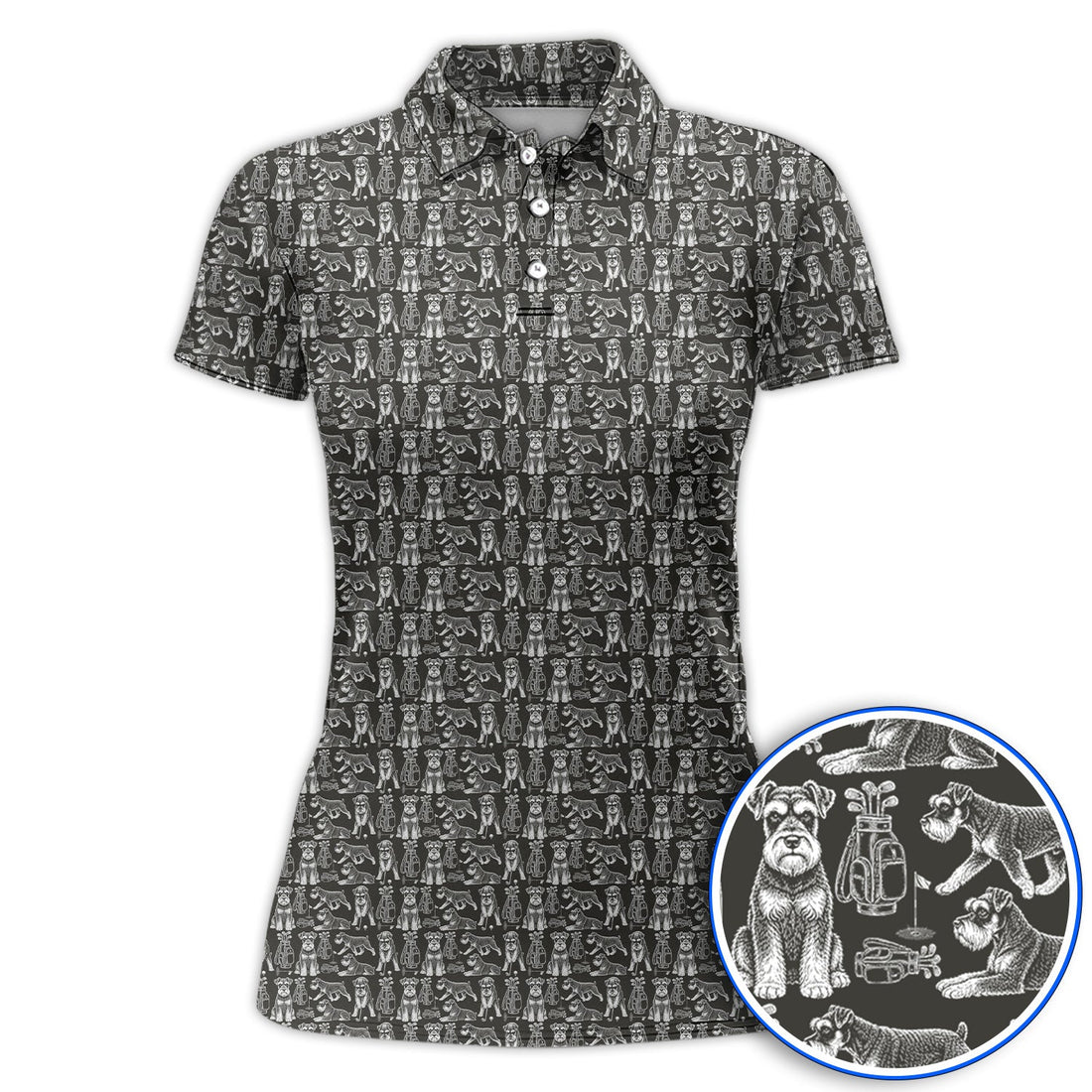 Miniature Schnauzer Golf Polos, Retro Schnauzer Golf Shirt, Crazy Golf Gift For Golfer