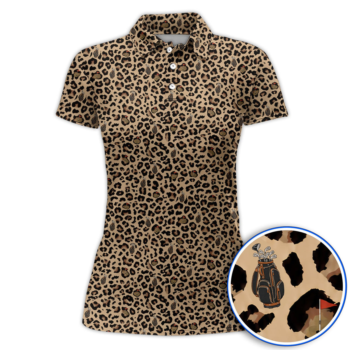 Crazy Leopard Golf Polos, Golf Gift For Golfer, Leopard Pattern Golf Shirt