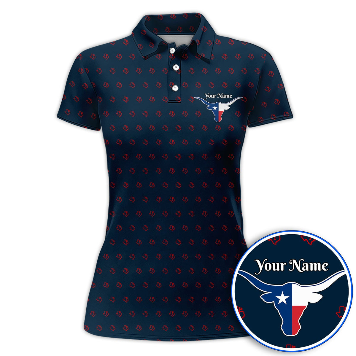 Personalized Texas Longhorn Golf Polos, Texas Pattern Golf Shirt, Unique Texas Golf Gift For Golfer