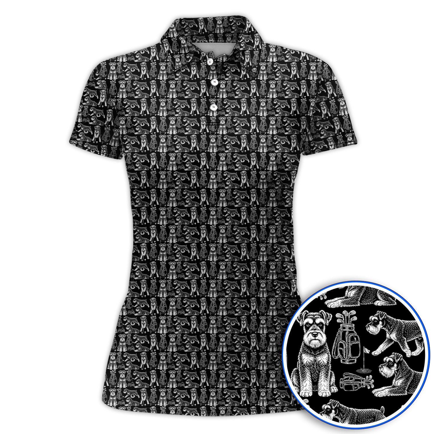 Miniature Schnauzer Golf Polos, Retro Schnauzer Golf Shirt, Crazy Golf Gift For Golfer