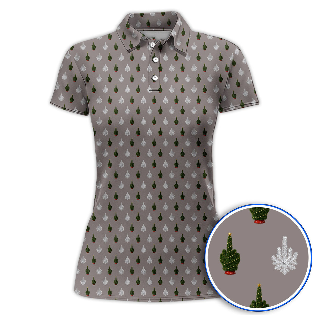 Christmas Tree Pattern Golf Polos, Xmas Golf Shirt, Funny Golf Gift For Golfer