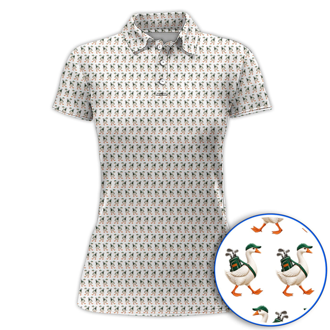 Walking Goose Golf Shirt, Funny Goose Pattern Golf Polos, Golf Gift For Golfer