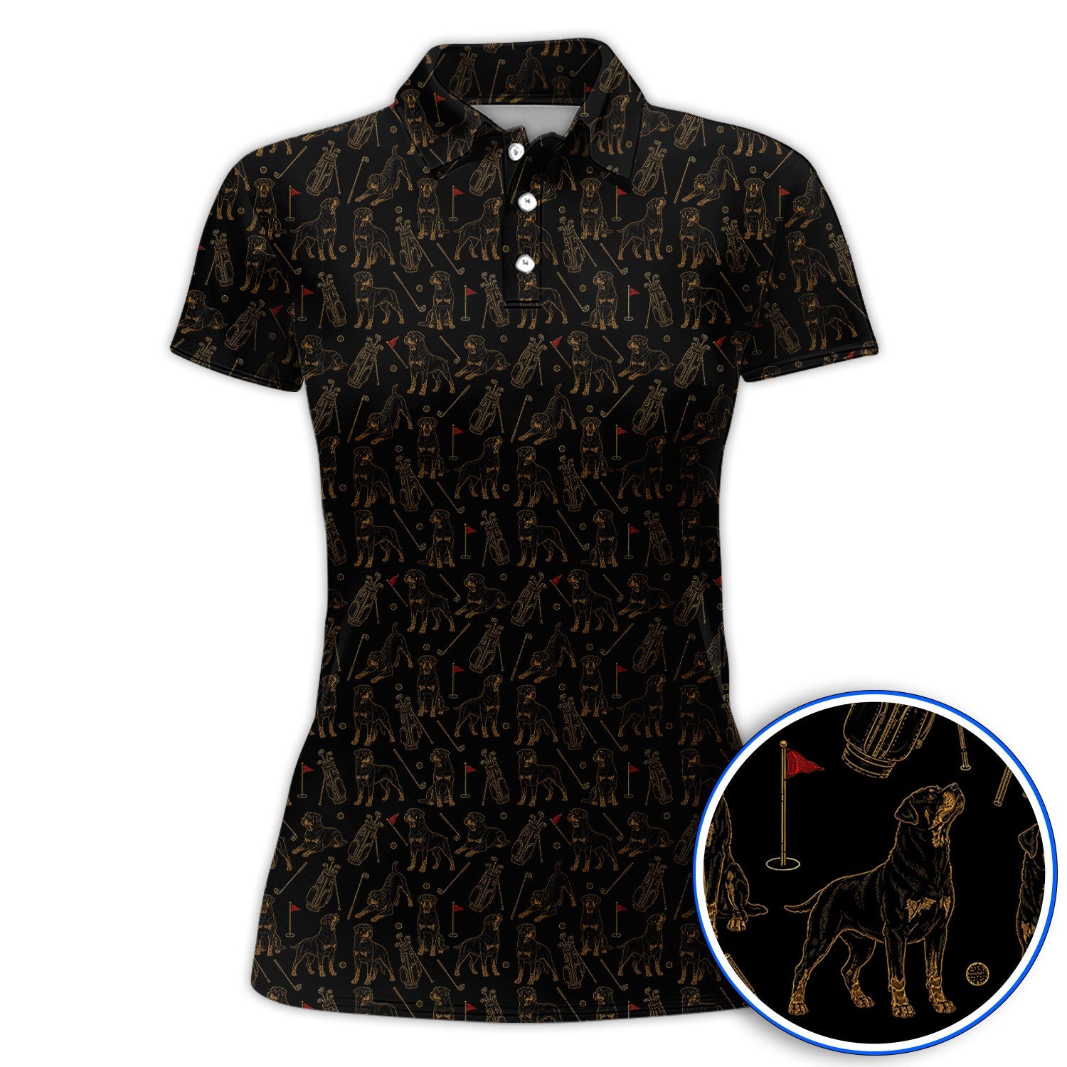 Crazy Rottweiler Golf Polos, Rottweiler Dog Pattern Golf Shirt, Golf Gift For Golfer