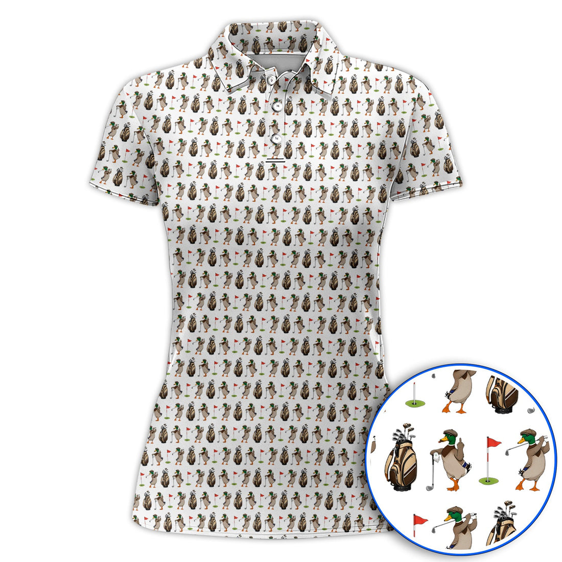 Mallard Duck Golf Shirt, Funny Waterfowl Pattern Golf Polos, Perfect Gift for Golfers & Duck Hunters