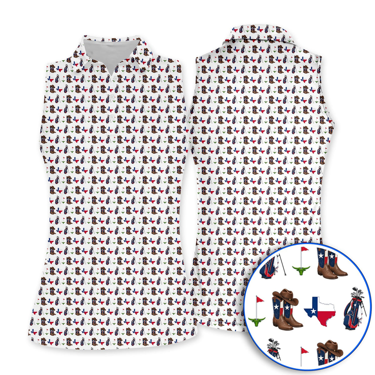 Texas Cowboy Golf Shirt, Western Texas Golf Pattern Polos, Crazy Golf Gift For Golfer
