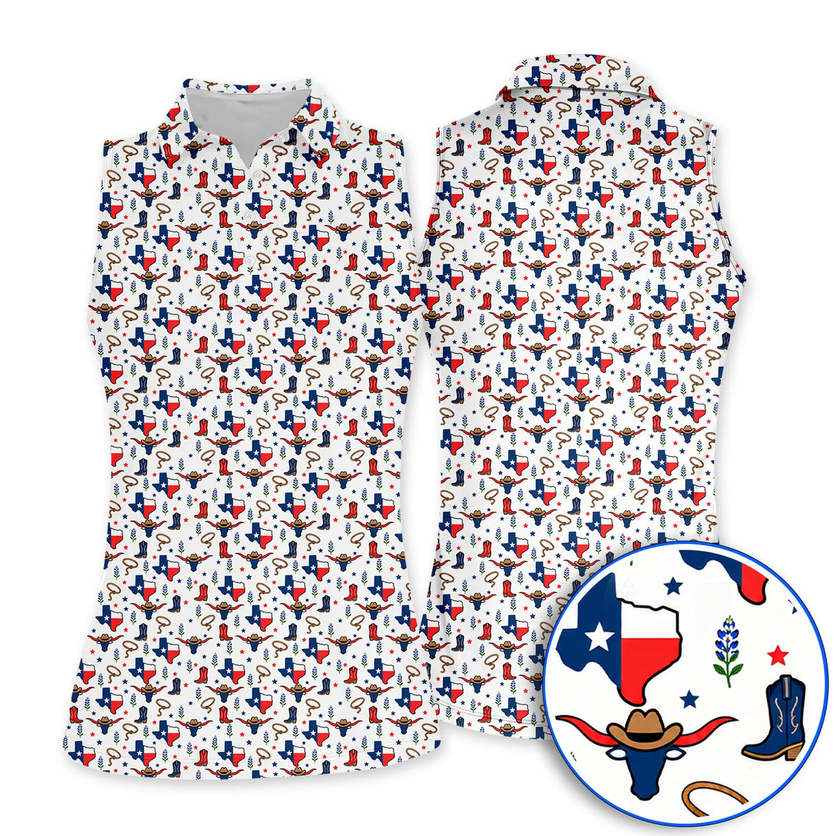 Texas Longhorn Golf Polos, Western Cowboy Texas Pattern Shirt, Funny Golf Gift For Golfer