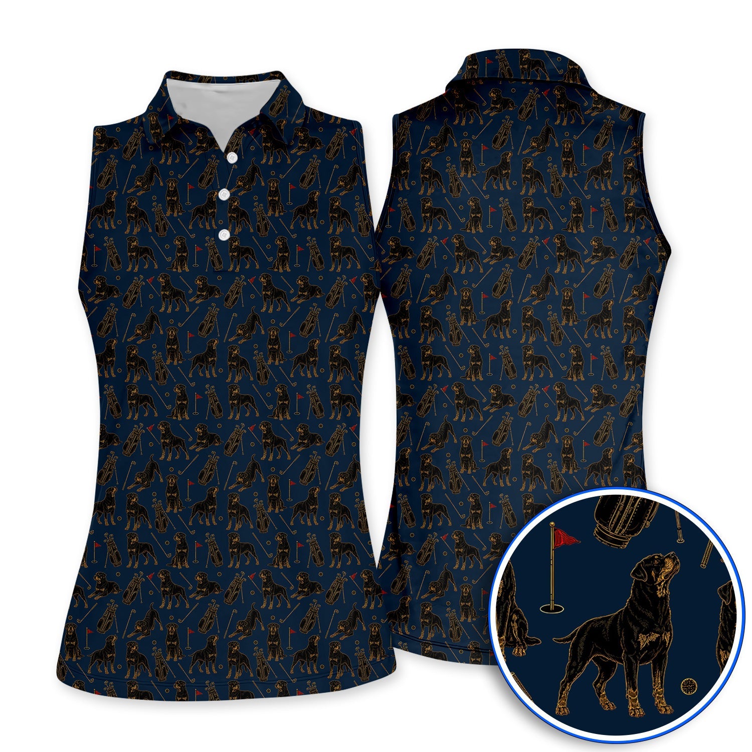 Crazy Rottweiler Golf Polos, Rottweiler Dog Pattern Golf Shirt, Golf Gift For Golfer