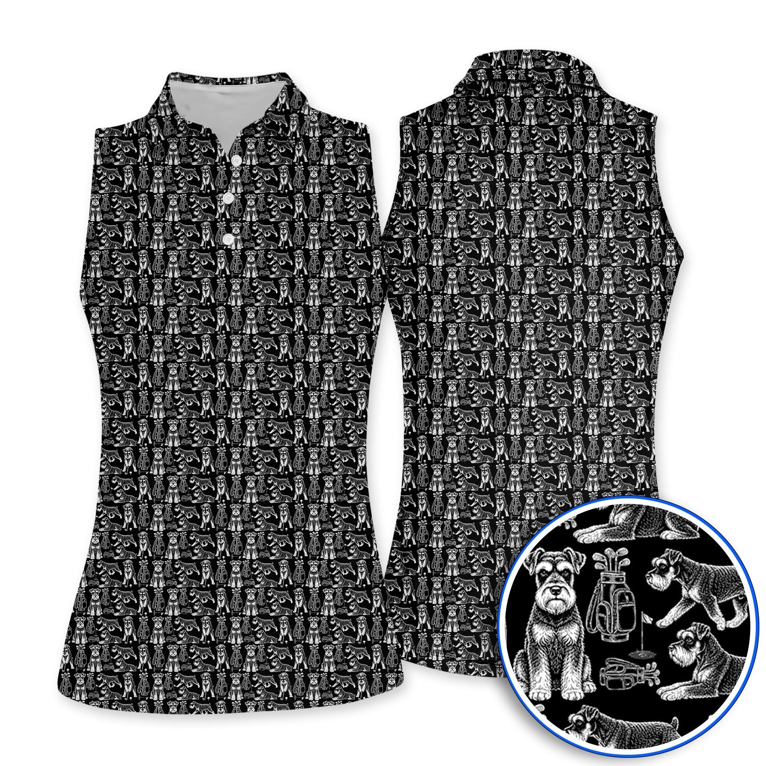 Miniature Schnauzer Golf Polos, Retro Schnauzer Golf Shirt, Crazy Golf Gift For Golfer