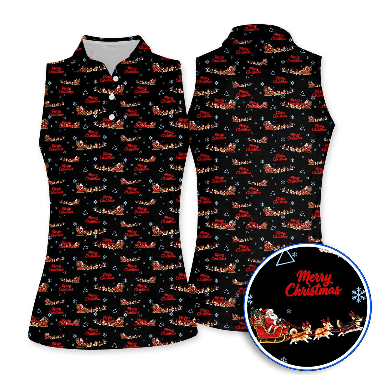 Corgi Christmas Pattern Golf Shirt, Funny Corgi Golf Polos, Xmas Golf Gift For Golfers