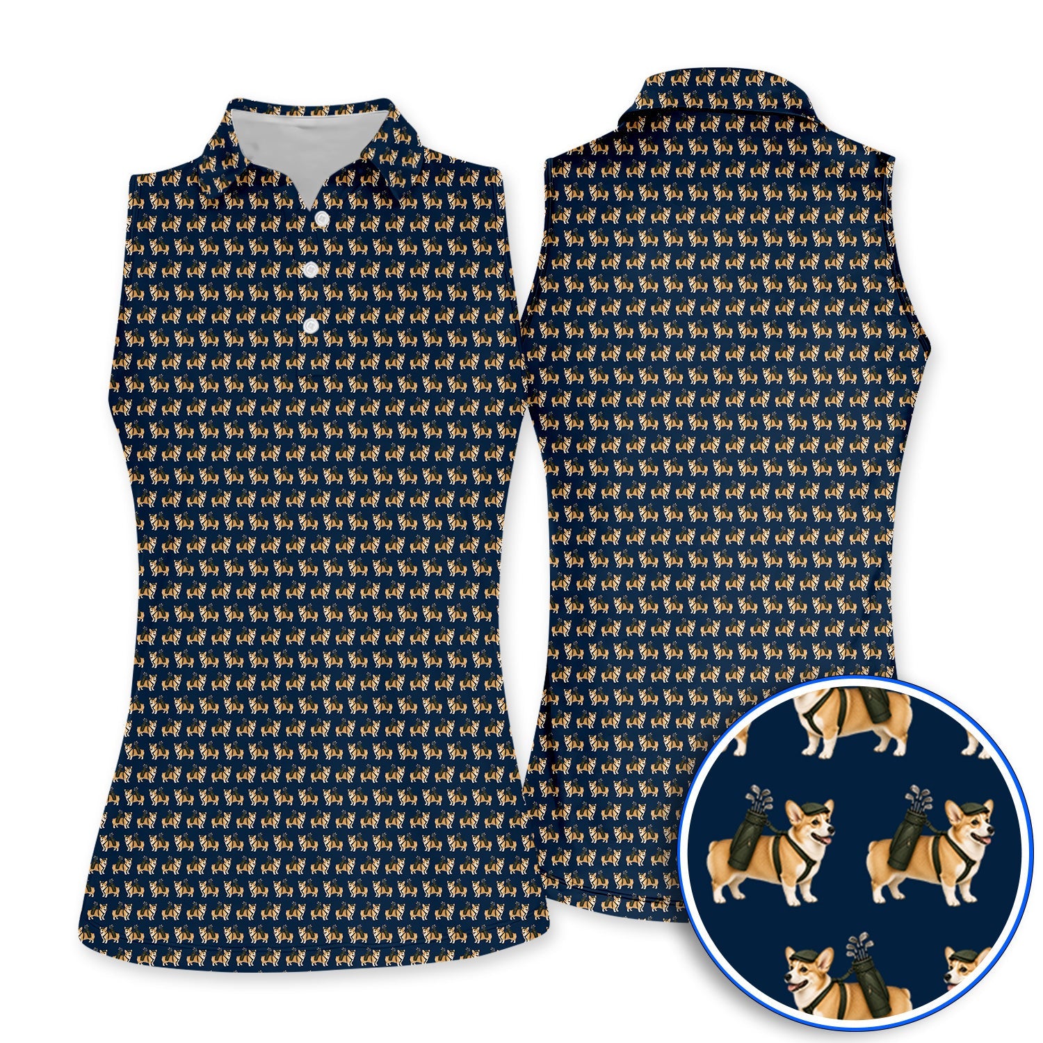 Funny Corgi Golf Polos For Golfer, Corgi Pattern Golf Shirt, Dog Lover Golf Gift
