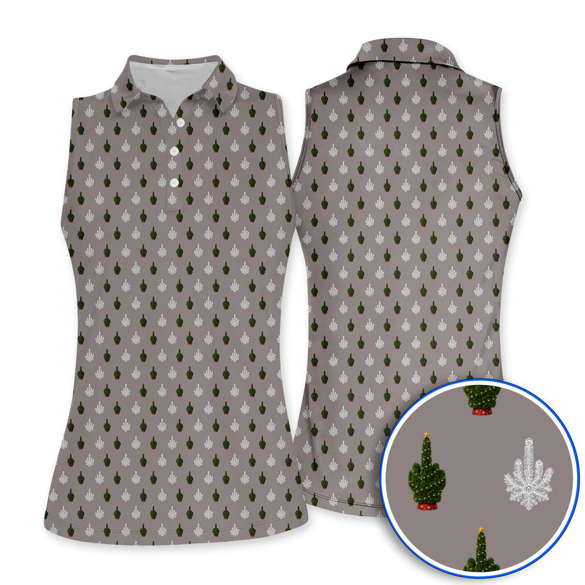 Christmas Tree Pattern Golf Polos, Xmas Golf Shirt, Funny Golf Gift For Golfer